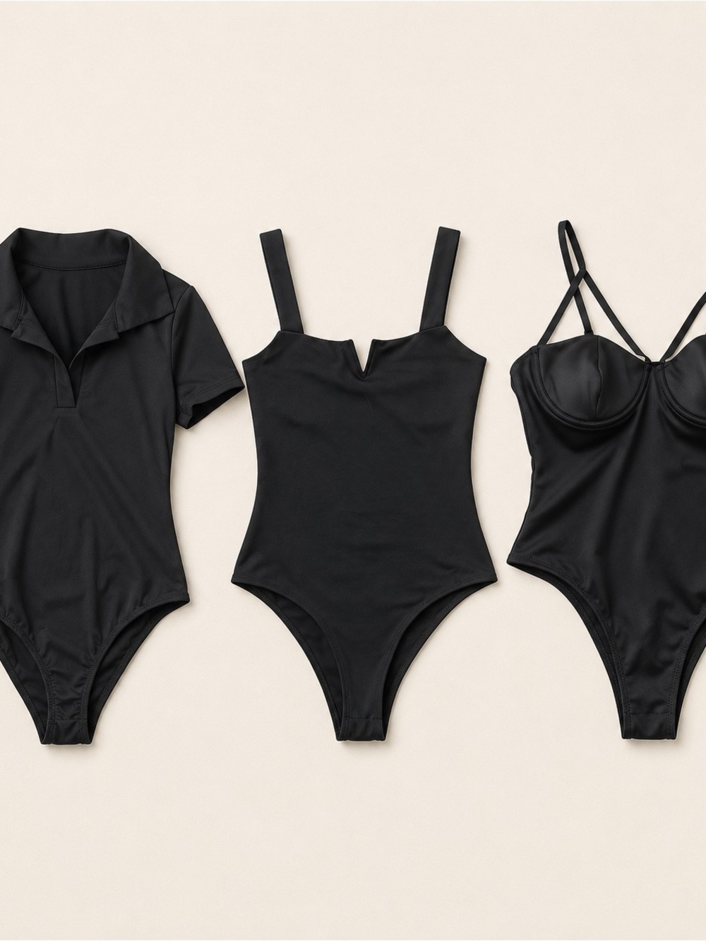 Women’s Black Bodysuit Bundle – 3 Different Styles